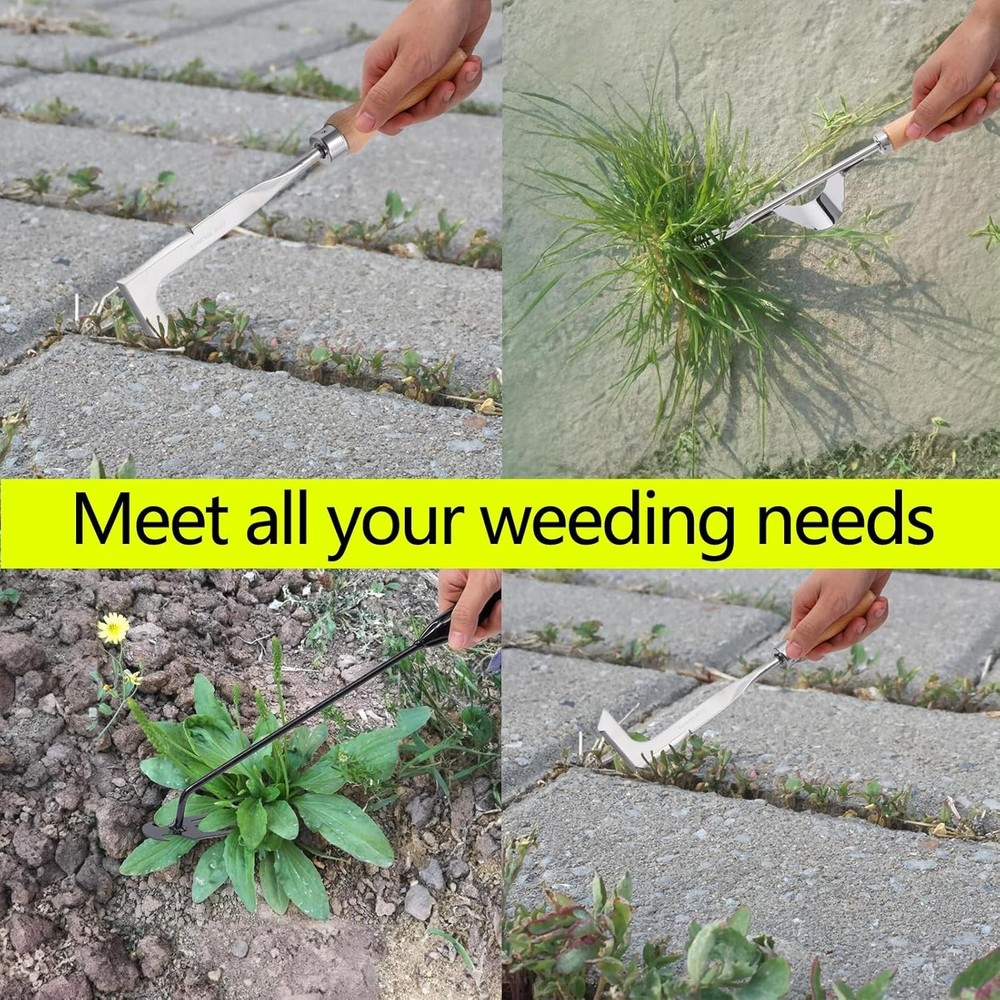 3 Pack Weed Puller Tool, Manual Hand Weeder Paver, Crack Weeder, Stainless St...