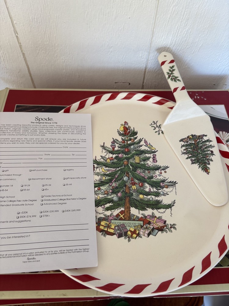 SPODE Christmas Tree Cake Plate & Server Exquisite