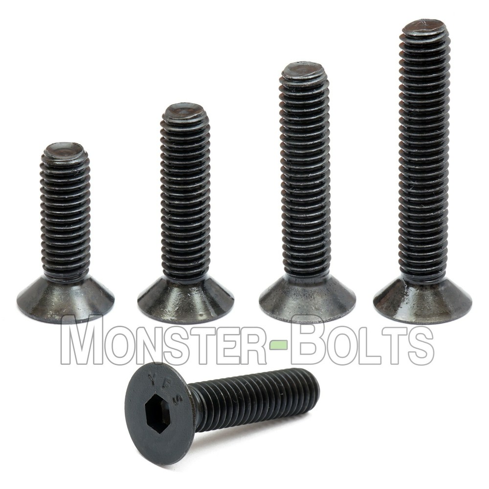 1/4-28 Flat Head Socket Cap Screws, 82° Countersunk SAE Alloy Steel Black Oxide