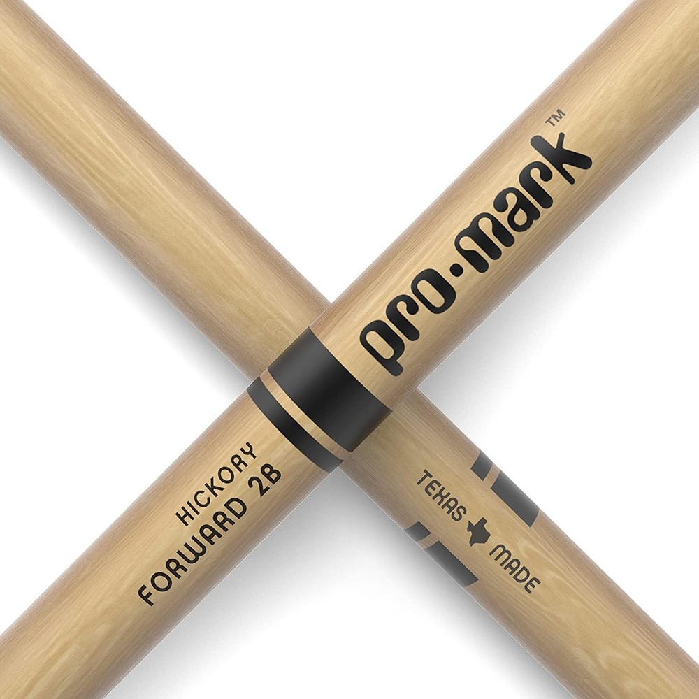 2 PACK ProMark Classic Forward 2B Hickory Drumsticks, Oval Nylon Tip