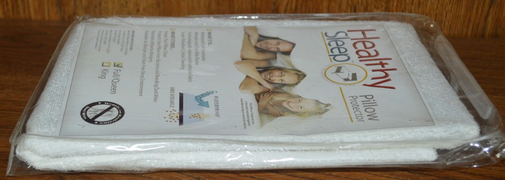 Healthy Sleep Pillow Protector Full/Queen White NEW