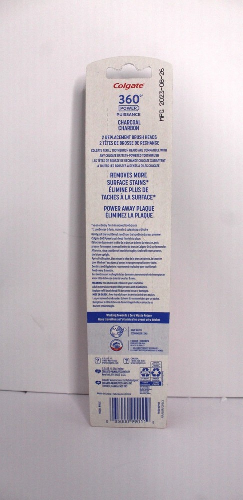 Colgate 360 Power Charcoal Toothbrush Replacement Heads Soft Two Pack Refills