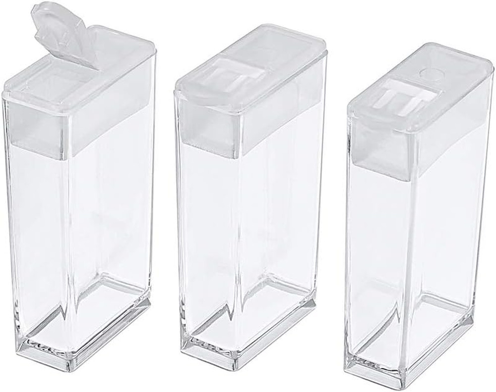 100 Pcs Plastic Flip Top Seed Bead Small Storage Containers 2x1 Rectangle Clear
