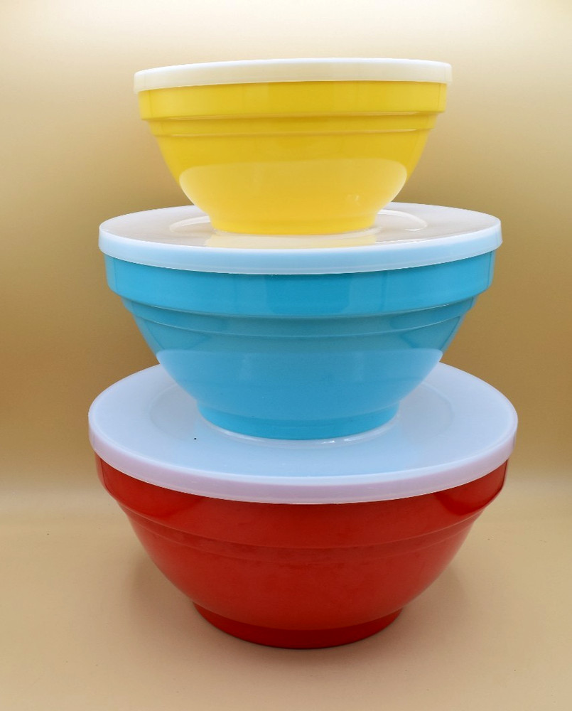 MELAMINE MIXING BOWL SET WITH LIDS 3 Pcs
