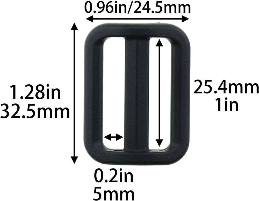 MEETOOT 30PCS 1 Inch Black Adjustable Plastic Tri-Glide Slides Button...