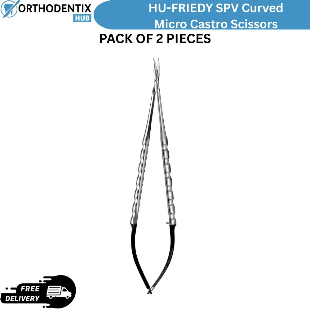 2x Curved Micro Castro Scissors | Microsurgical | 18 cm | SPV HU FRIEDY..