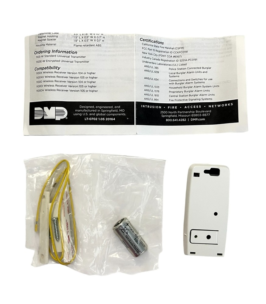 DMP 1103E-W Wireless Transmitter EXT CNT White CR123A