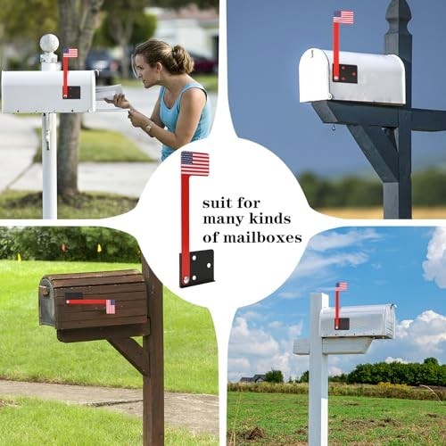 Mailbox Flag Replacement Kit - 2 Pcs Metal Red & Blue Flags for Mailbox Accessor