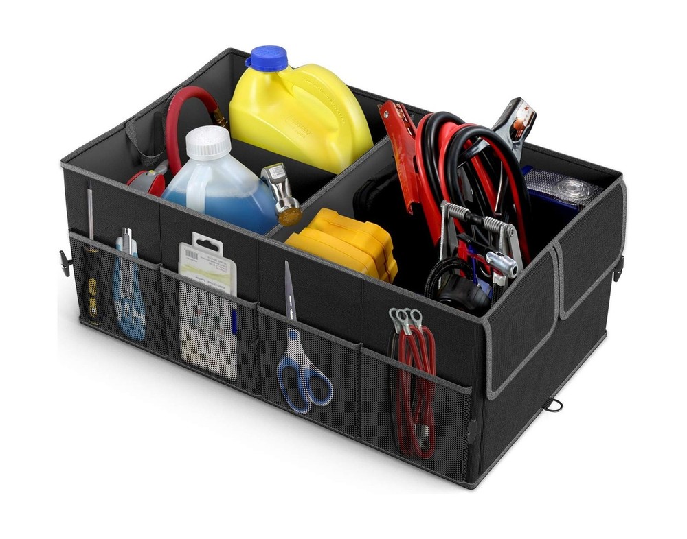 EPAuto Foldable Car Trunk Organizer, 3-Compartment with Removable Divider, Bl...