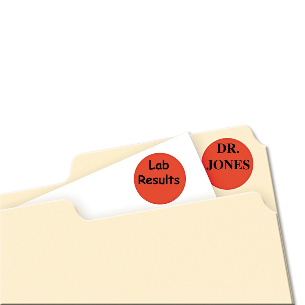 Avery® Printable Removable Color-Coding Labels, 3/4" dia, Neon Red, 1008/Pack