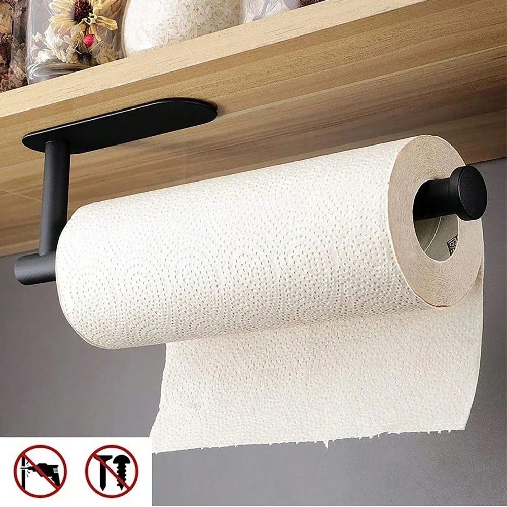 Self Adhesive Paper Towel Holder Under Cabinet Wall Mount Kitchen Roll Rack