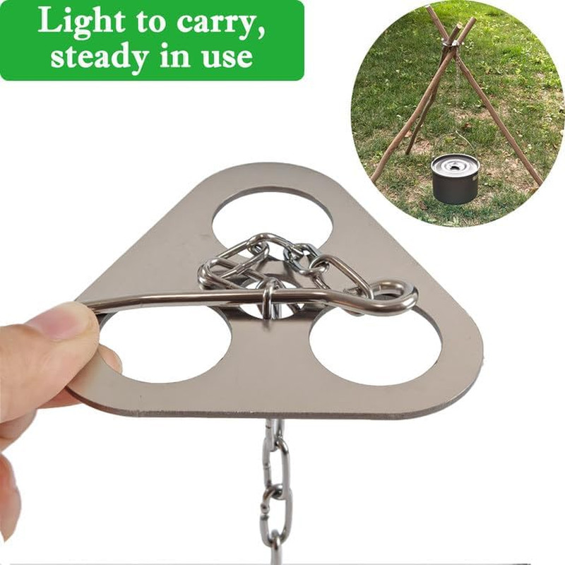 Camping Tripod Board - Stainless Steel Campfire Support Plate with Adjustable...