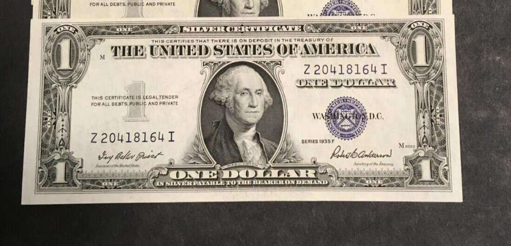 One 1935 F Silver Certificate note uncirculated $1.00 bill