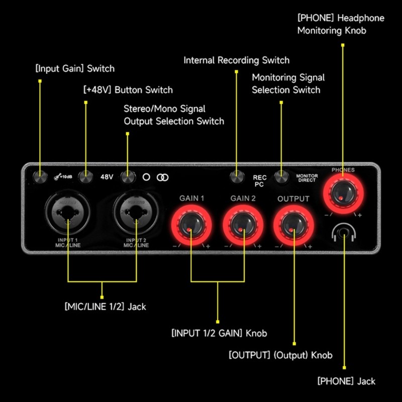 Portable Plug And Play Computer Recording USB Audios Interfaces Quality