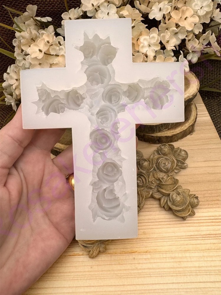 Roses cross handmade silicone mold for crafts