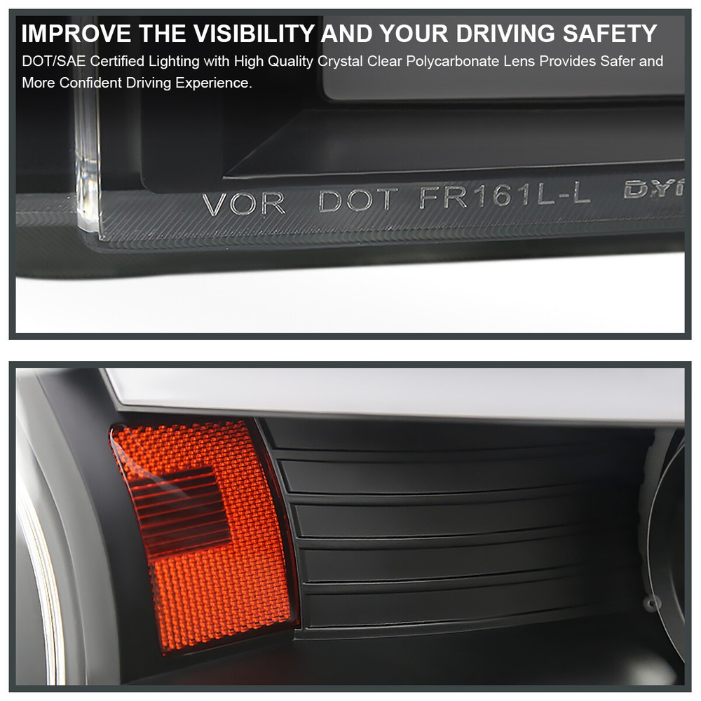 Black Fits 2015-2017 F150 Switchback LED Sequential Signal Projector Headlights