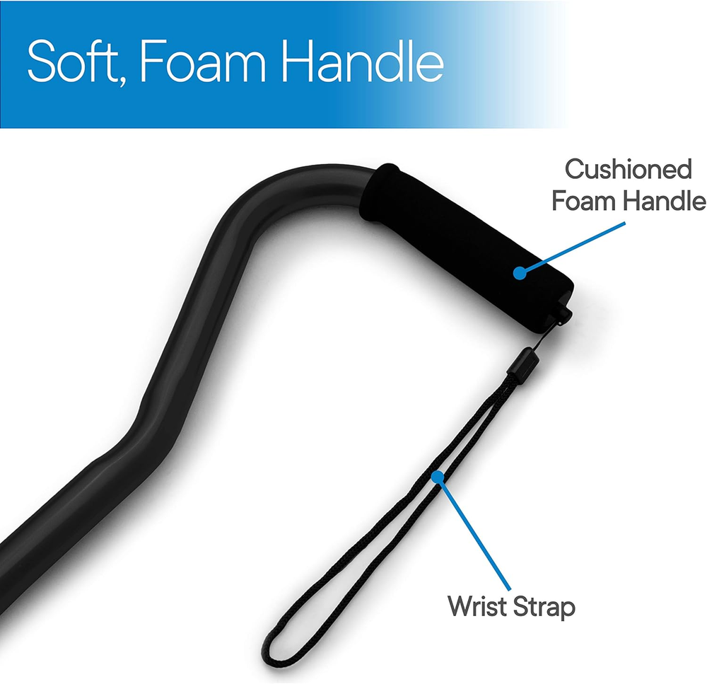RMS Folding Cane with Offset Foam Handle, Adjustable Walking Stick with Carrying