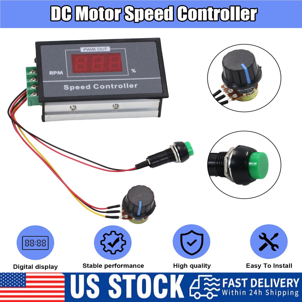 DC12-80V 30A Soft Start PWM Motor Speed Controller LED Digital Display Panels IS