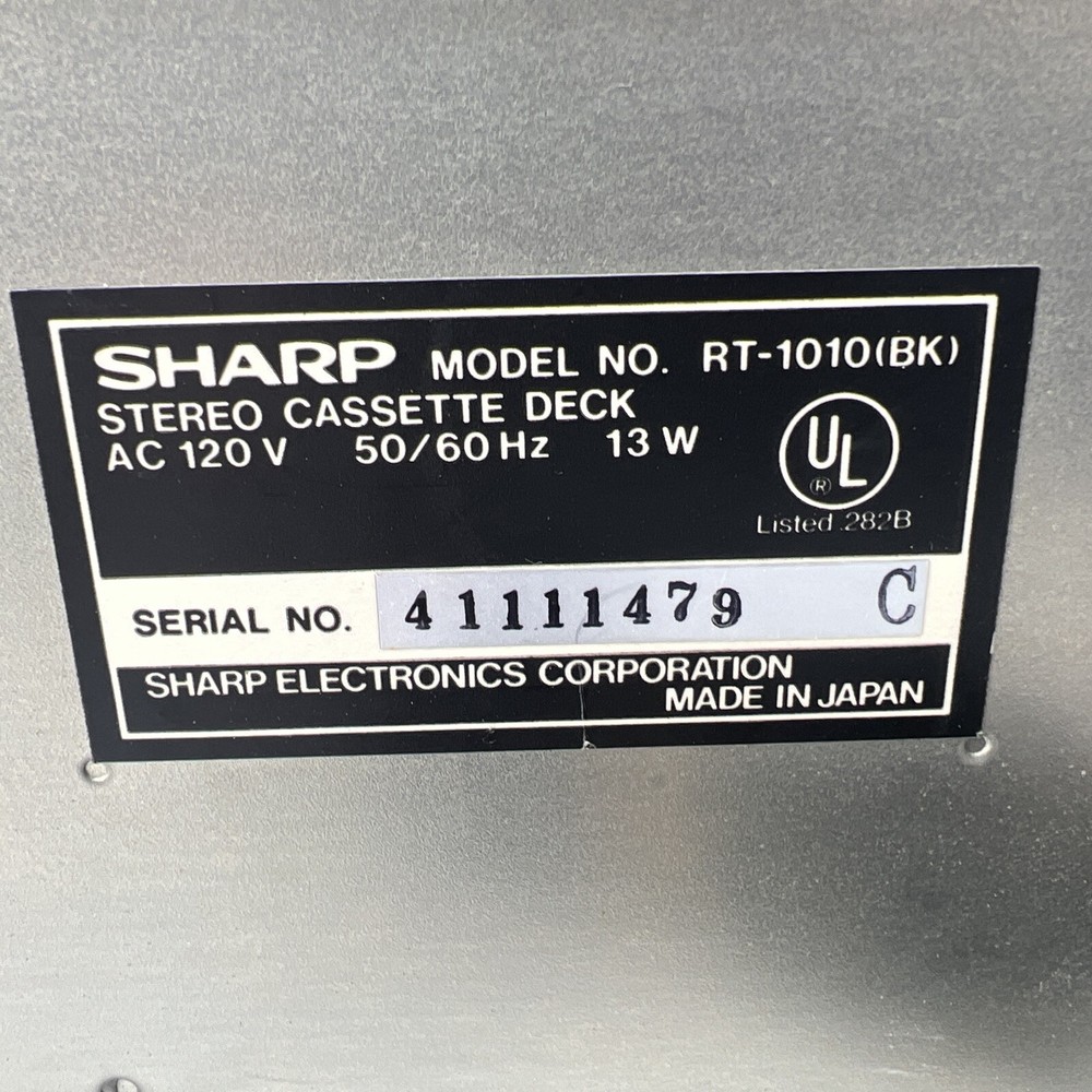 Sharp RT-1010 Stereo Cassette Deck Black Parts & Repair Please Read Description