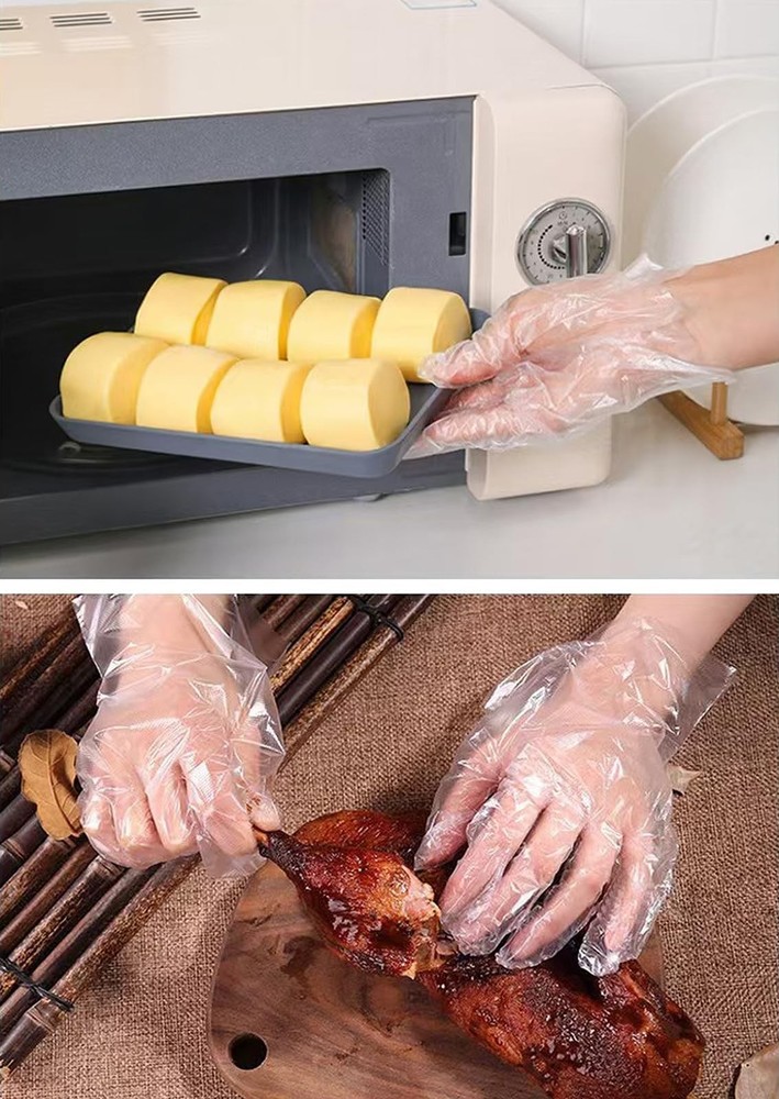 400 Count Disposable Poly Plastic Gloves for Cooking, Food One Size, Open