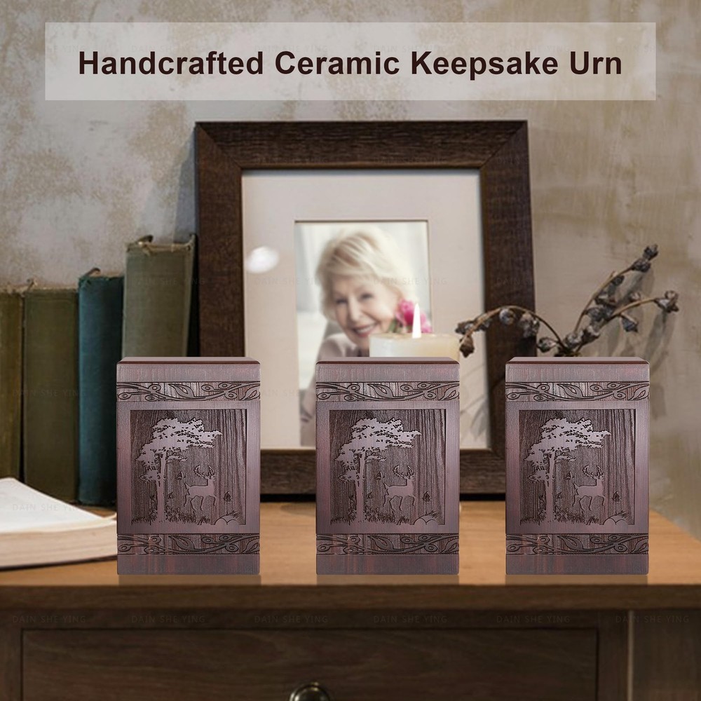 DGDCDV Cremation Urns for Human Ashes Small - Set 3 Keepsake Urn, Walnut