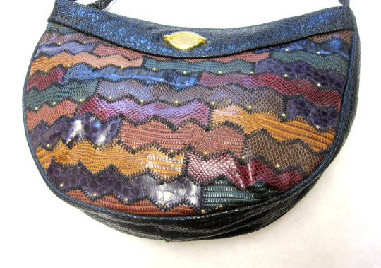 Vintage Via Moda Patchwork Black Purse Handbag