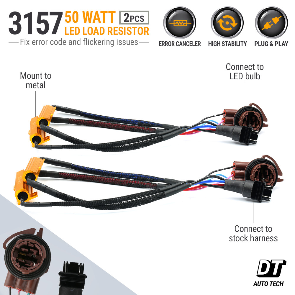 3157 LED Front Turn Signal Load Resistor Adapter Anti Hyper Flash Error Canceler