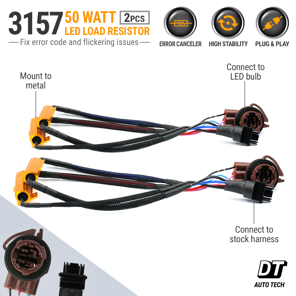 3157 LED Front Turn Signal Load Resistor Adapter Anti Hyper Flash Error Canceler