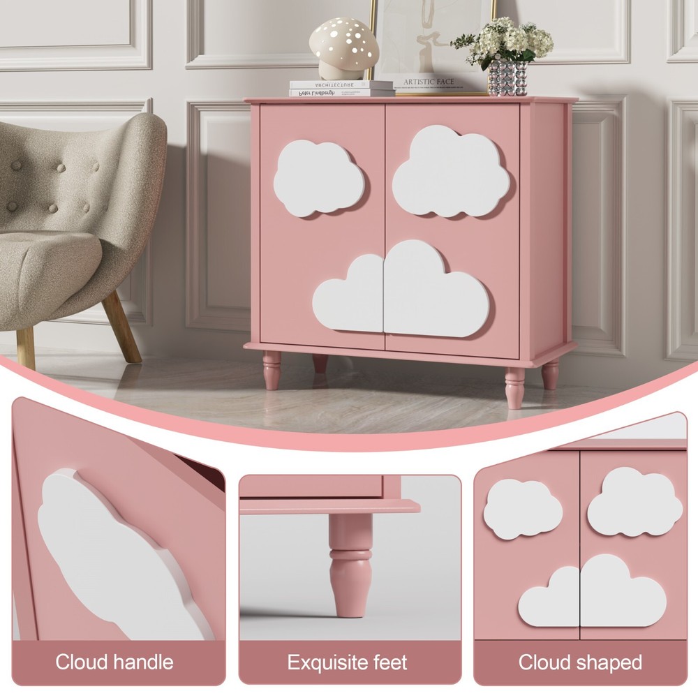 2 Doors 31.5"W Cute Cloud Shap Accent Cabinets