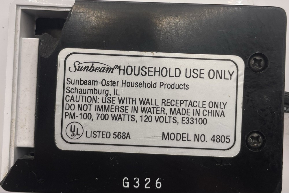 Sunbeam Pie Maker Model 4805 Vintage Tested