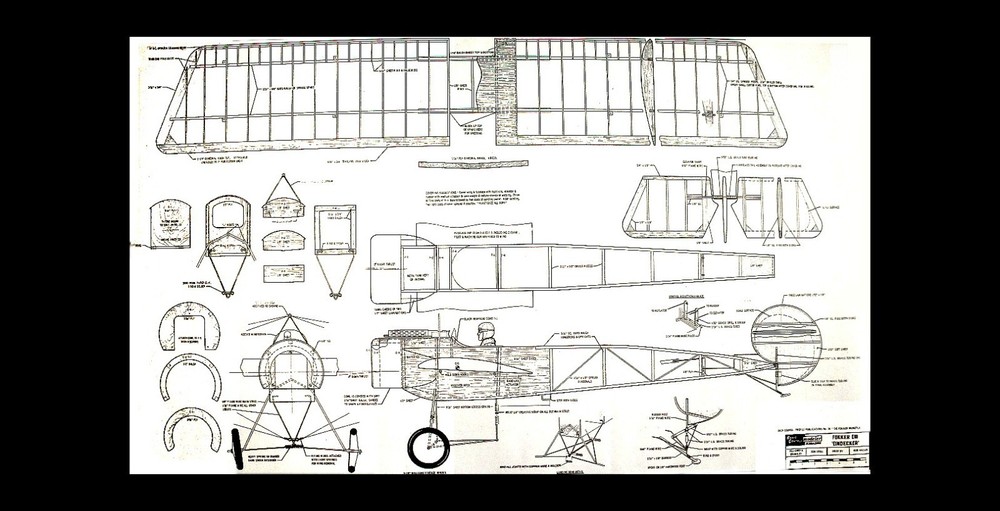RC Clear Printed plans FOKKER EIII EINDECKER wingspan 50"