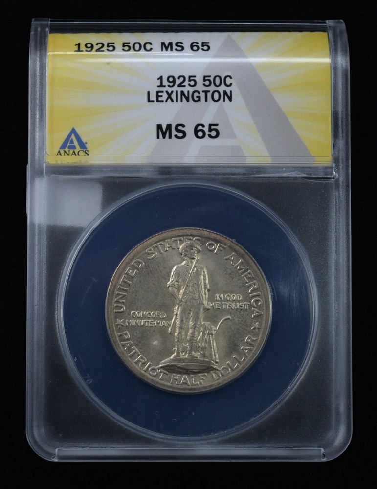 1925 Lexington Commemorative Half Dollar 50c- ANACS MS 65