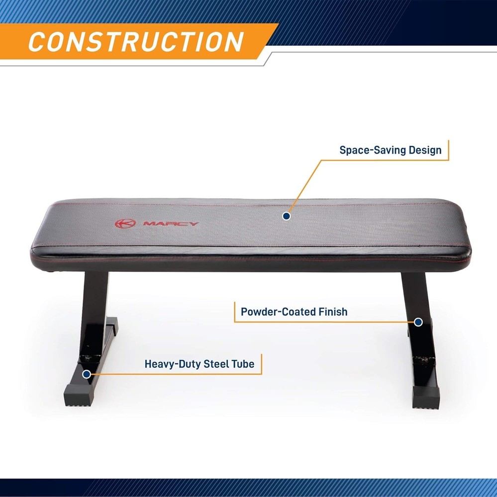 Versatile Flat Utility Weight Bench - 600 lbs Capacity for Full-Body Workouts