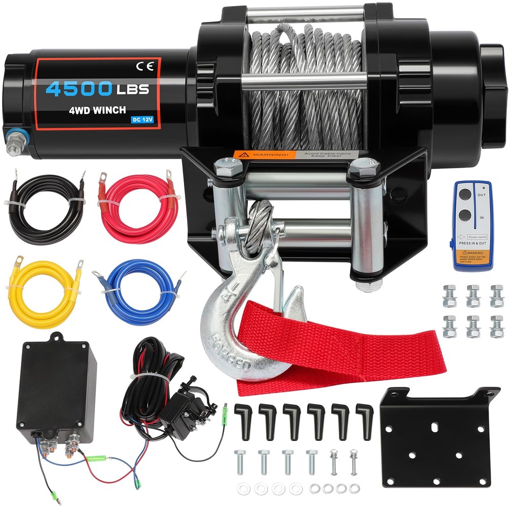 4500LBS Electric Winch 12V Steel Cable with Remote Controller