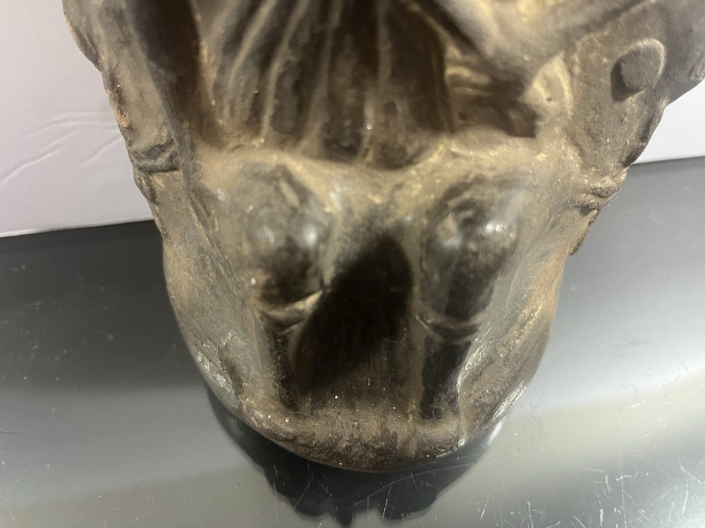 Vintage Peruvian Moche 9" Blackware Effigy Vessel