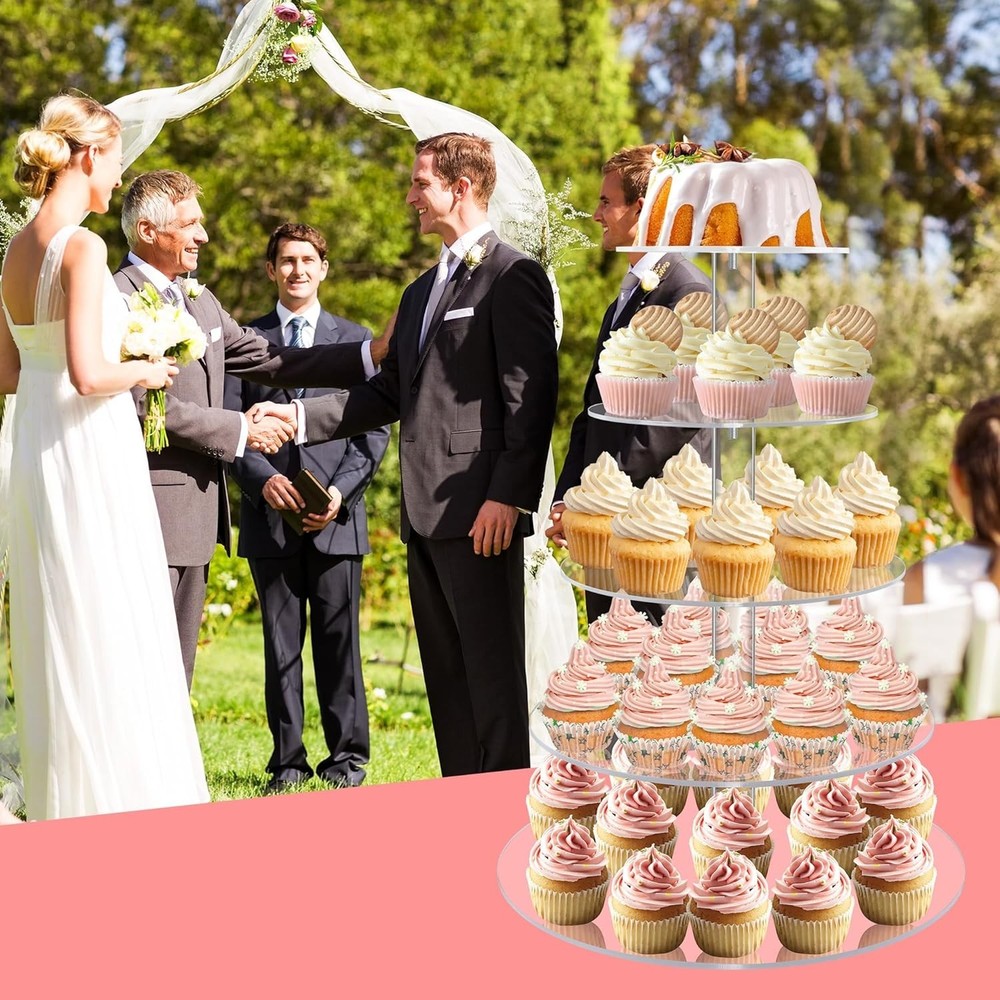 5 Tier Round Acrylic Cupcake Tree Tower Display Stand Display Pastry Wedding