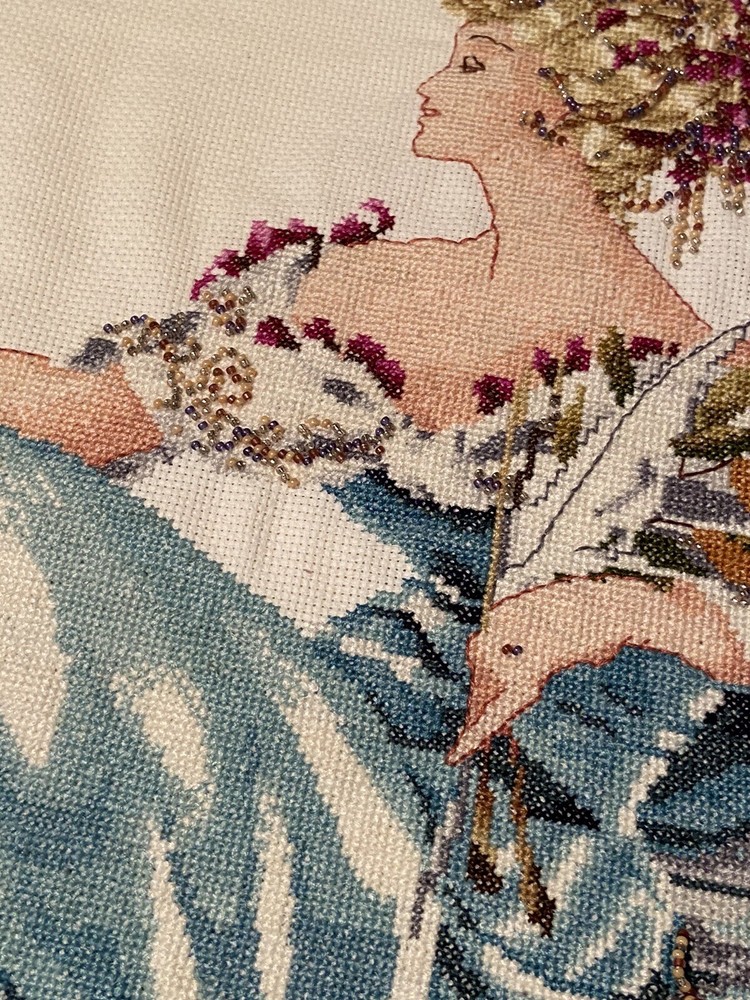 Counted Cross Stitch Spring Queen Completed
