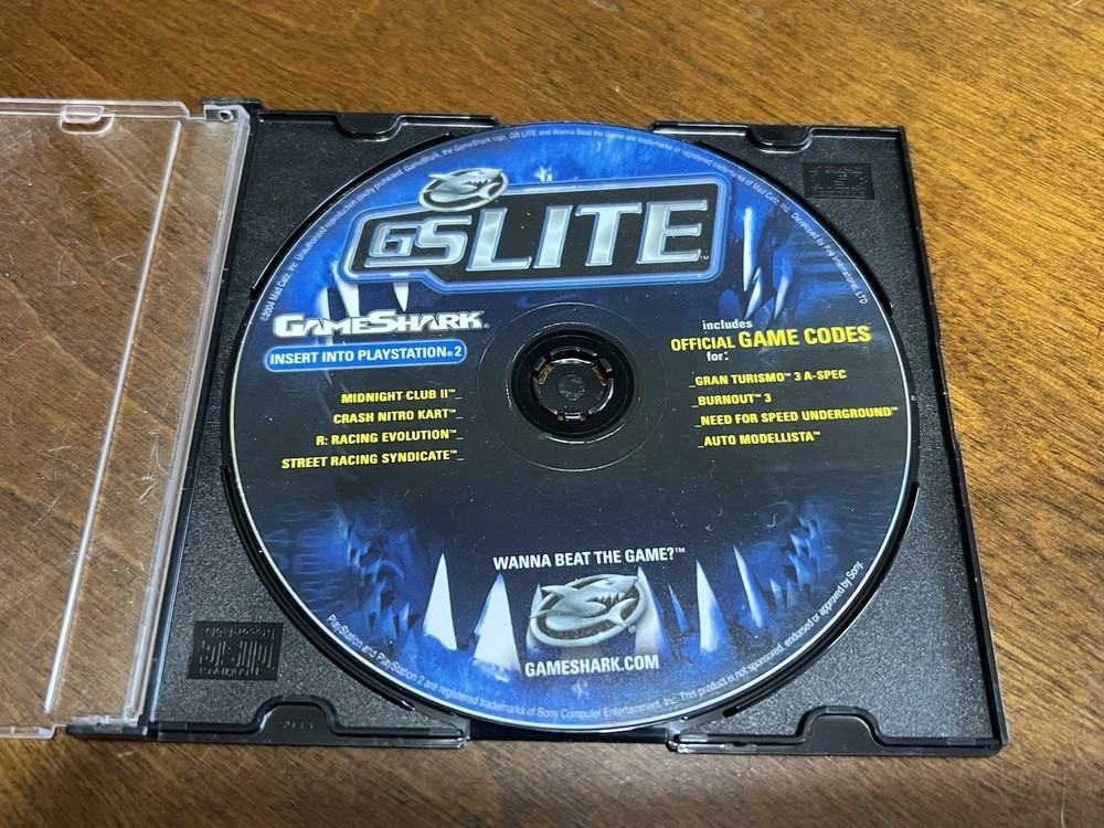 Gameshark GS Lite Cheat Code Disc PS2 Playstation 2 TESTED & WORKS!