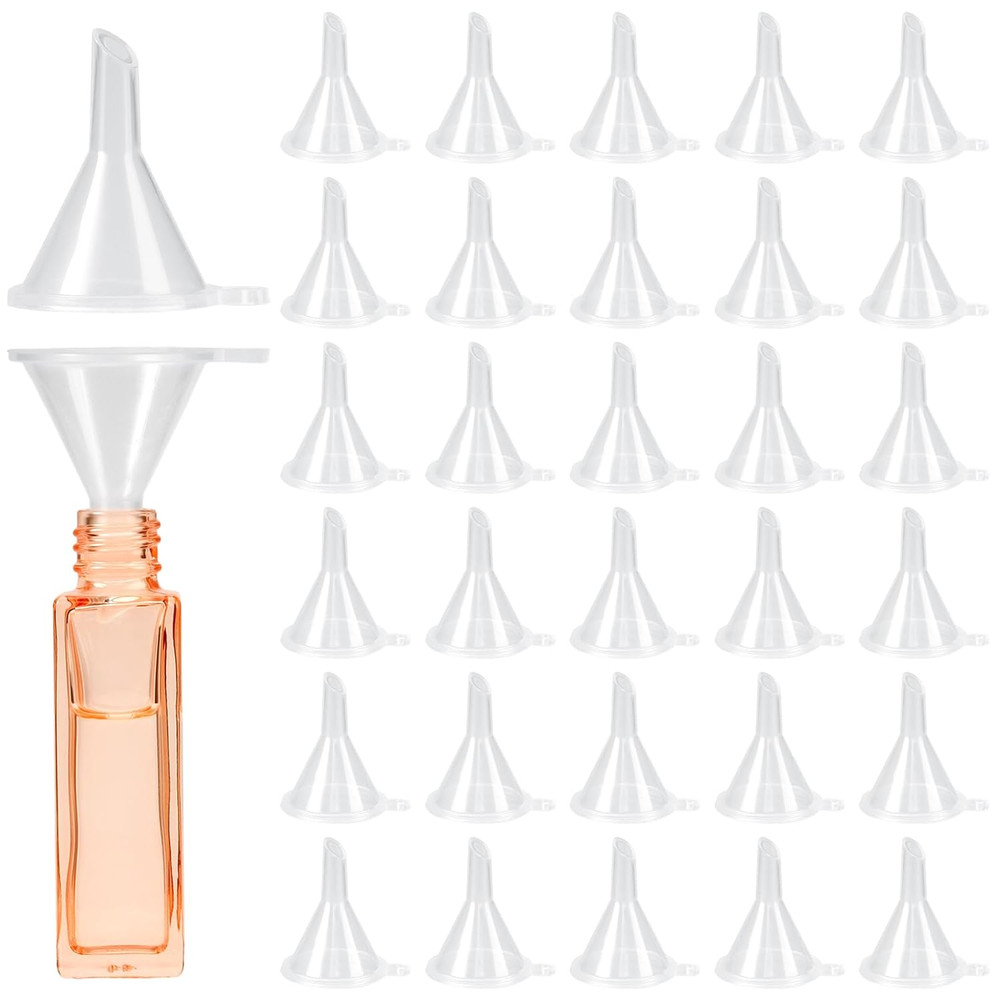 120 Pcs Mini Clear Plastic Funnel, Little Small Funnel Set Kit for Lab Bottles E