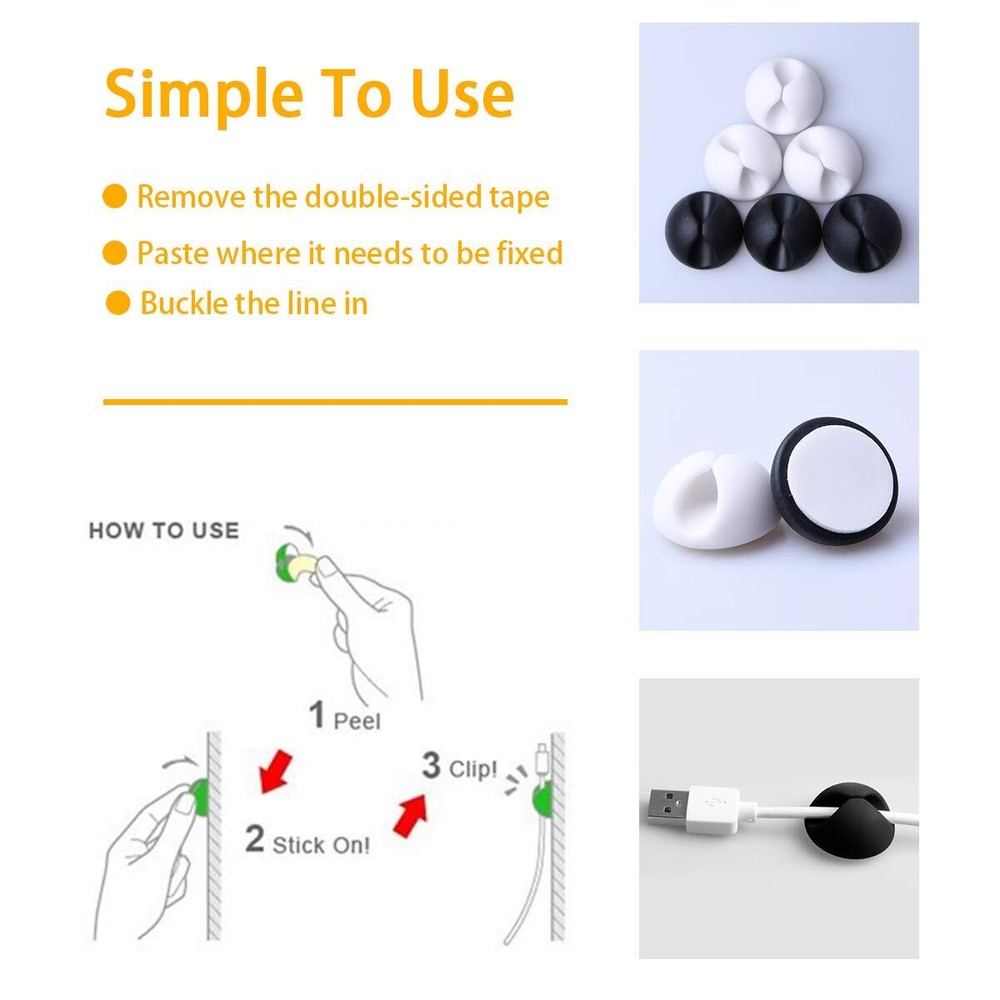 Cable Clips Organizer For Charging Cable Cable Holder Desktopcord Clips For Comp