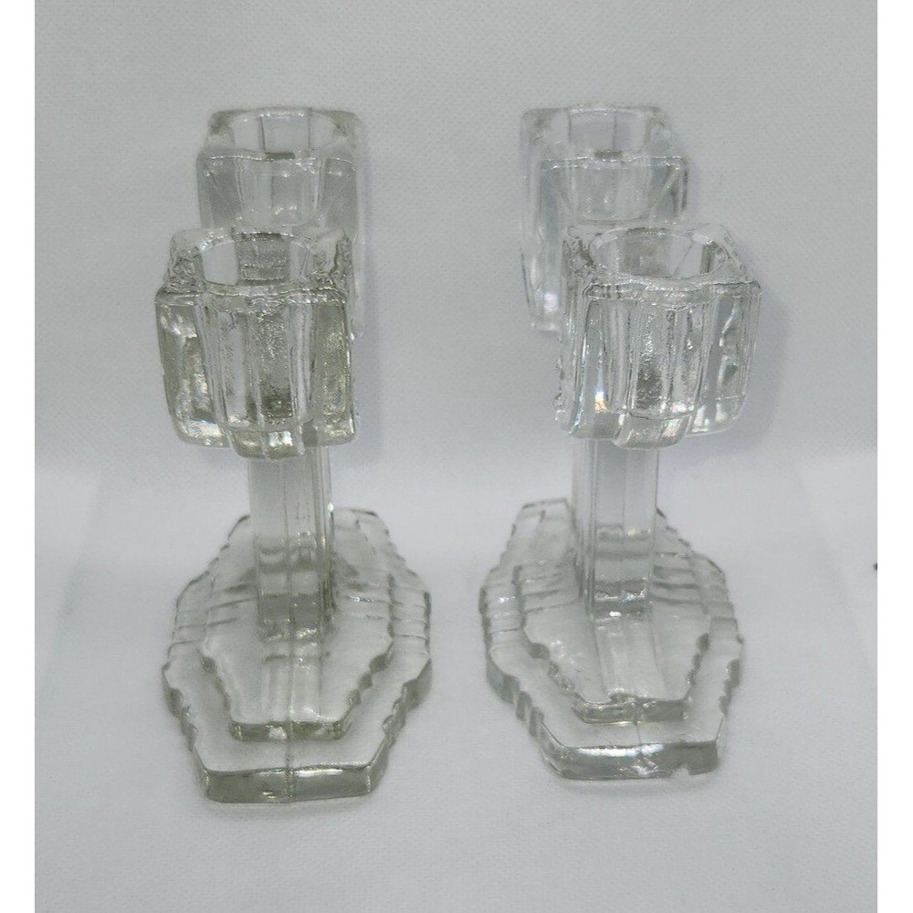 Depression Glass Candlestick Pair: Queen Mary