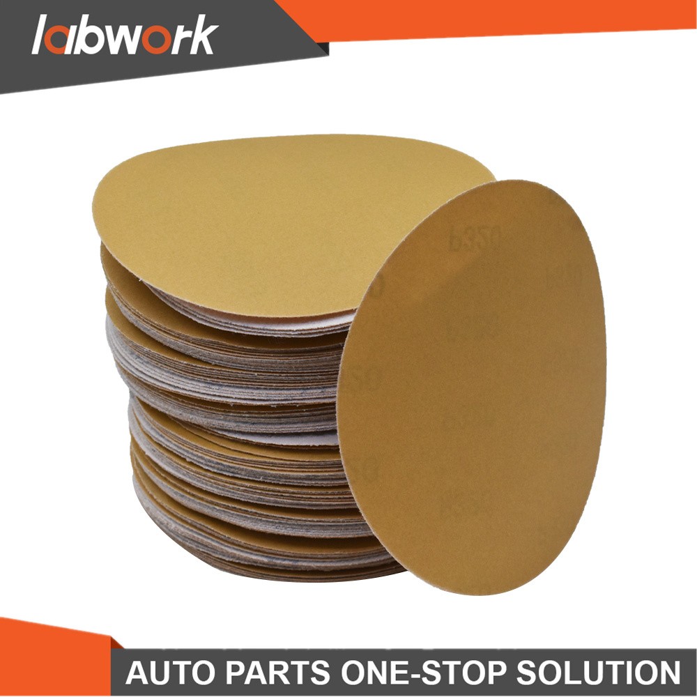 Labwork 100 Pack 5" 240 Grit NO-Hole Disc Hook Loop Pads Sanding Discs Flocking