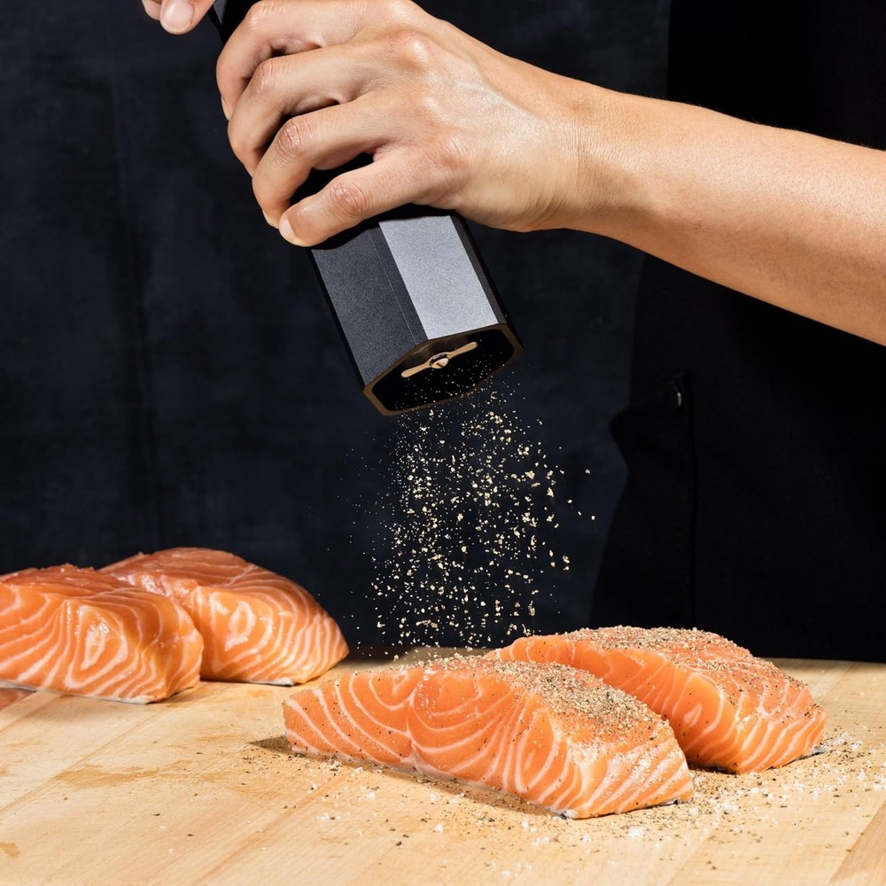 HexMill Pepper Grinder Adjustable Ten Coarse Grind Setting Aluminum Matte Black