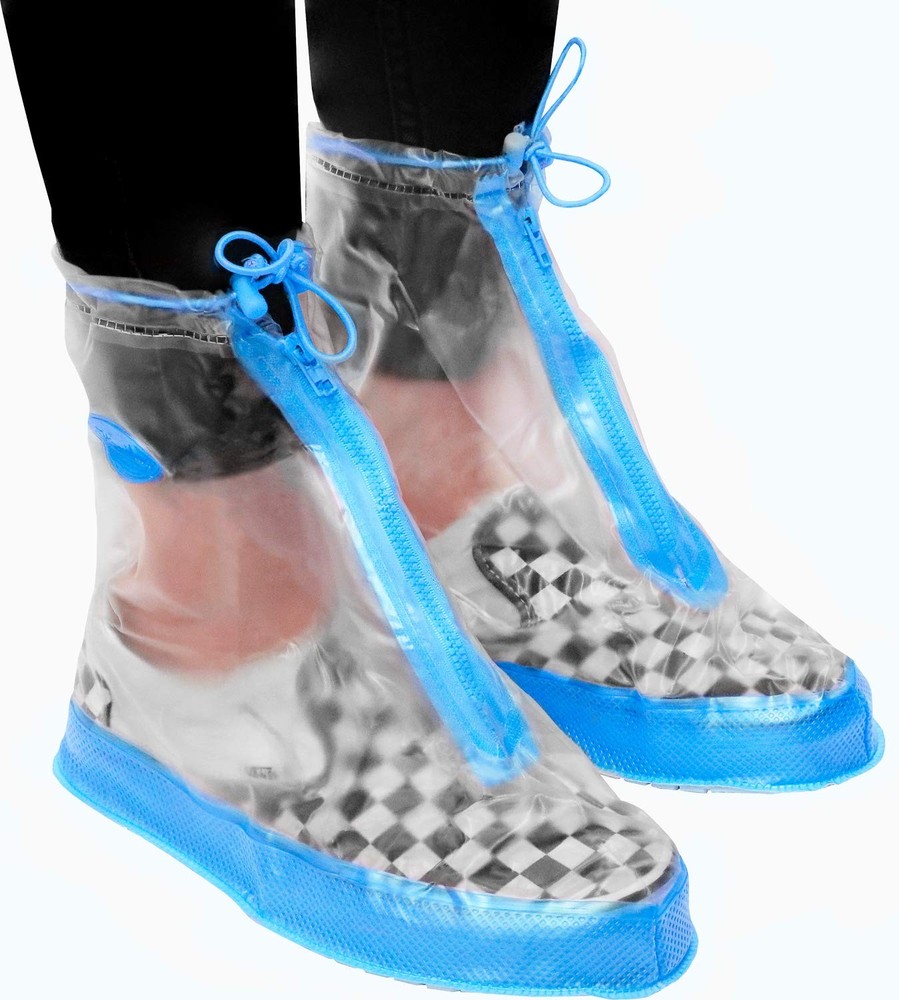 Rain Shoe Covers | Waterproof for Men Women Medium, Clear / Blue