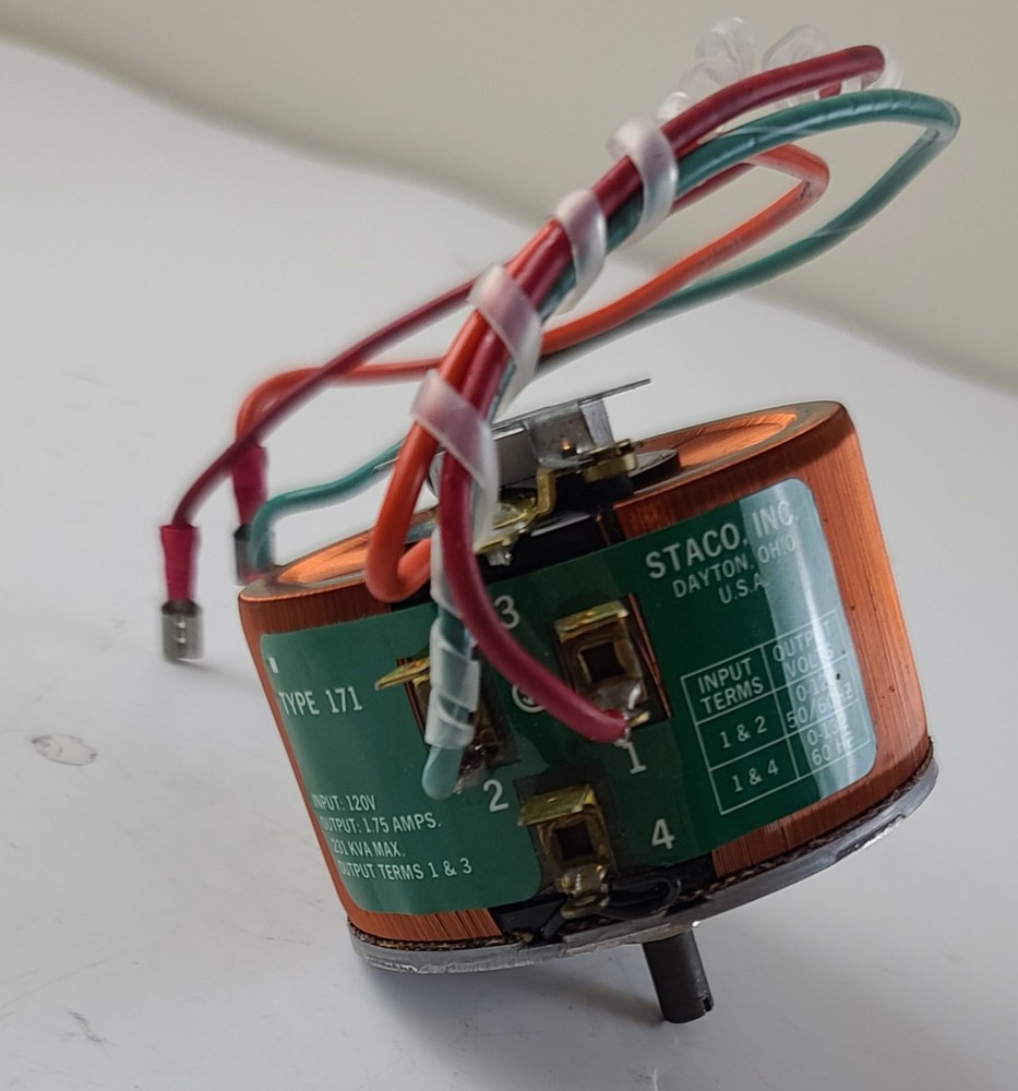 Staco Energy Type 171 Variable Transformer, 50/60 Hz, Input 120V, Output 1.75