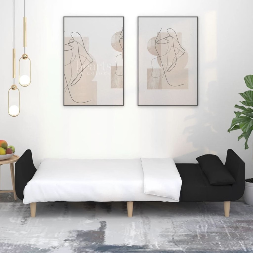 Sofa Bed Black 100% polyester, wood, foam 2-Seater