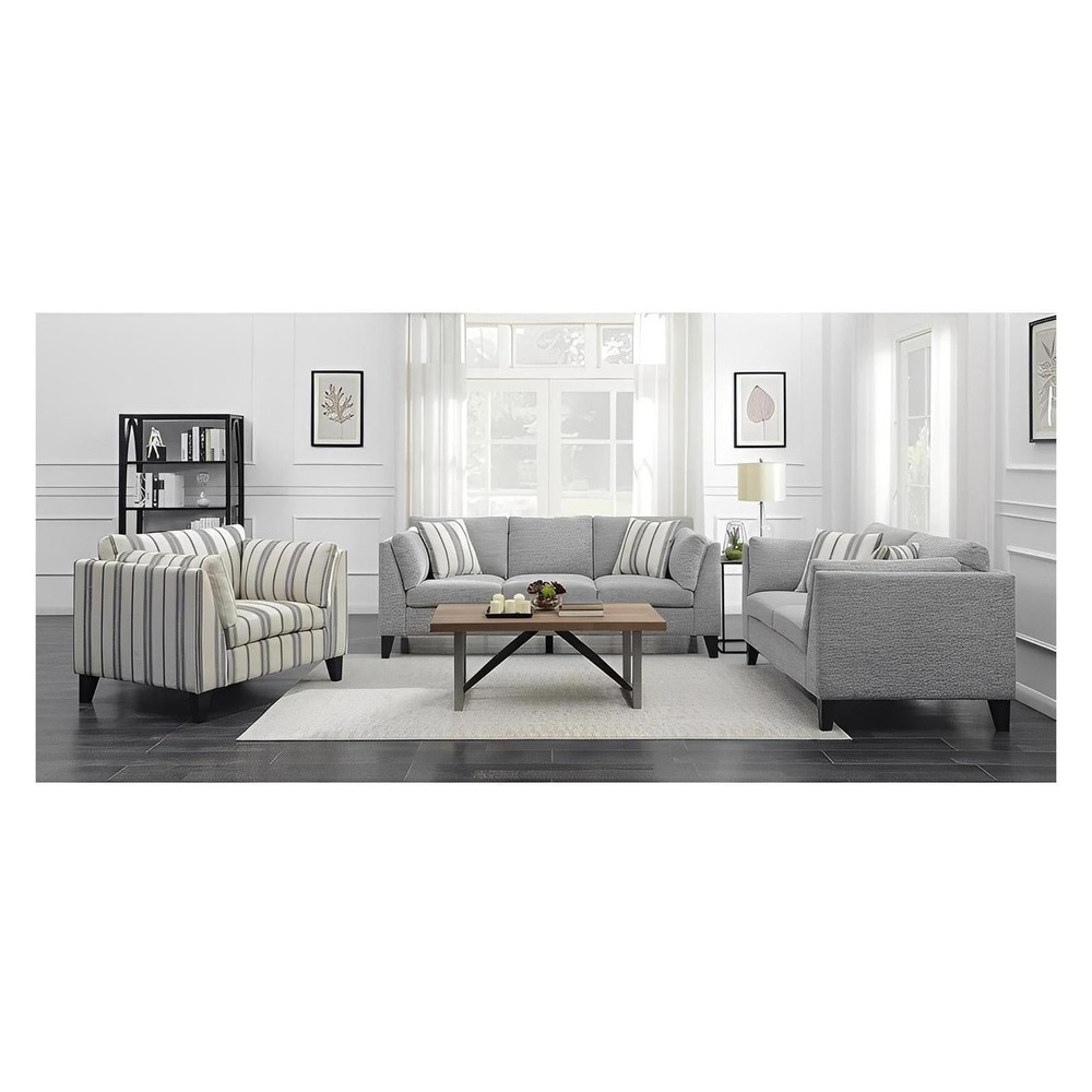 LOVESEAT W / 2 ACCENT PILLOWS - GRAY - 100% Polyester Fabric
