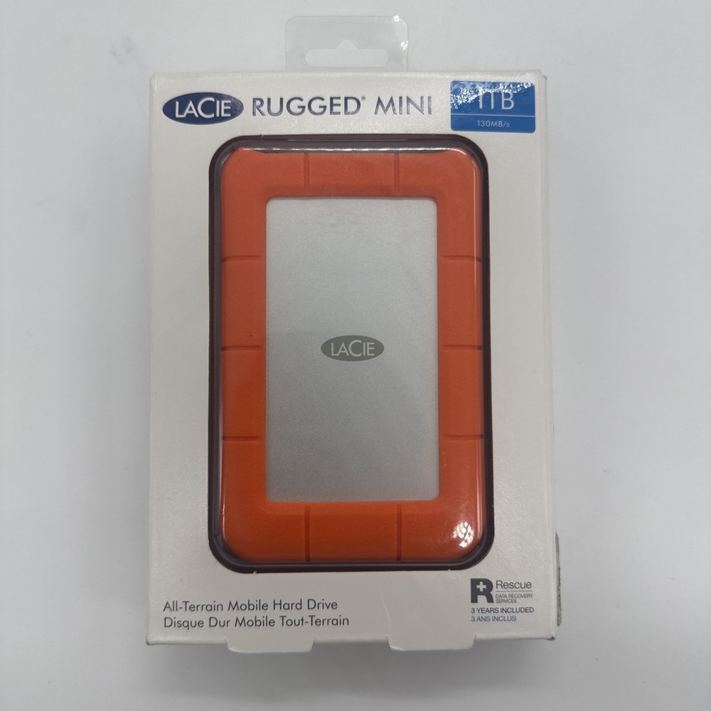 LaCie Rugged Mini 1TB USB 3.0 External Portable Hard Drive New