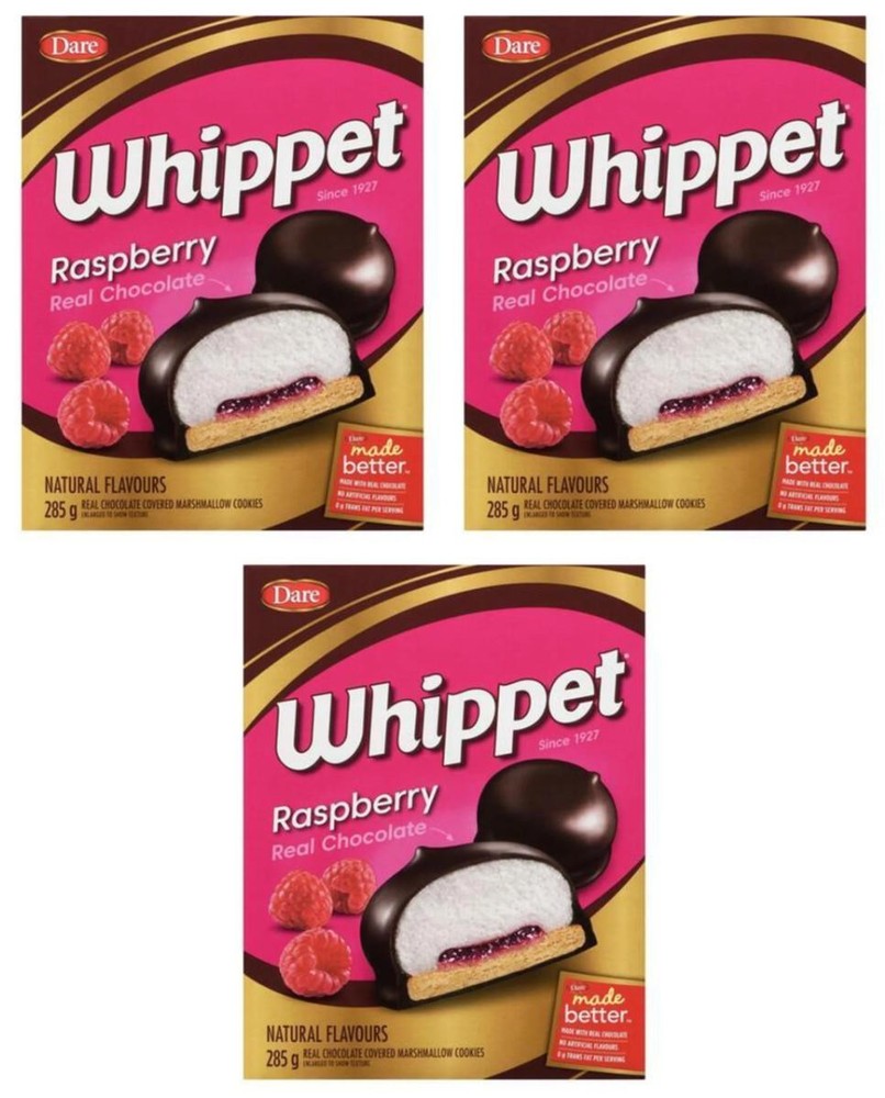 Dare Whippet Chocolate Covered Marshmallow Cookie Raspberry 285g (3 Pack)