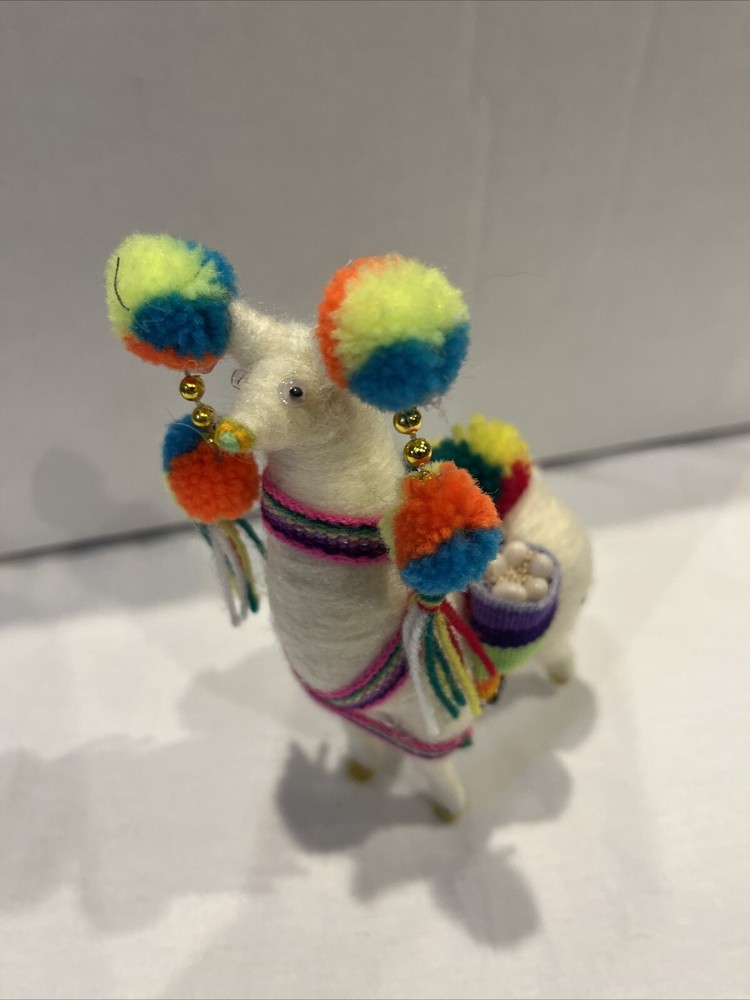Peruvian Llama Folk Art Figure Plush Multi Color
